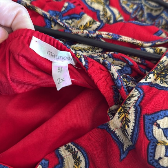 NWT Maurices Floral Red Blue Sleeveless Skater Dress Plus Size 2X Women - Picture 13 of 13